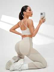 Seamless High Elastic Women Sports Leggings Workout Set