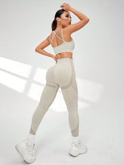 Seamless High Elastic Women Sports Leggings Workout Set