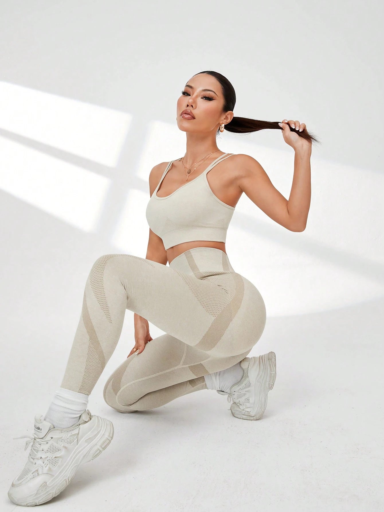 Seamless High Elastic Women Sports Leggings Workout Set