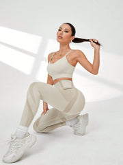 Seamless High Elastic Women Sports Leggings Workout Set