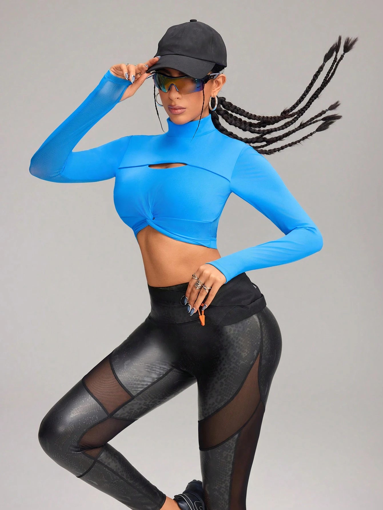High Elastic Hollow Out Breathable Backless Cropped- Long Sleeve Sports Tshirt