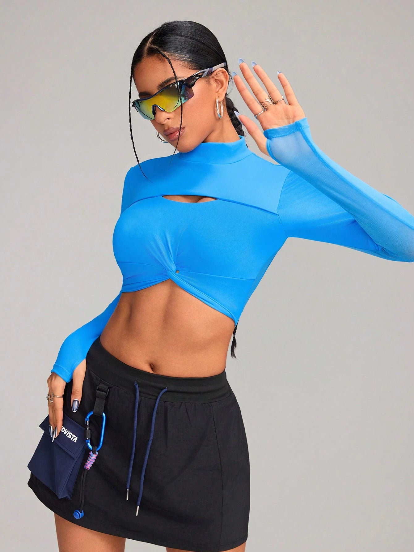 High Elastic Hollow Out Breathable Backless Cropped- Long Sleeve Sports Tshirt