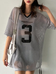 Number Print Short Sleeve Sports Jersey T-Shirt