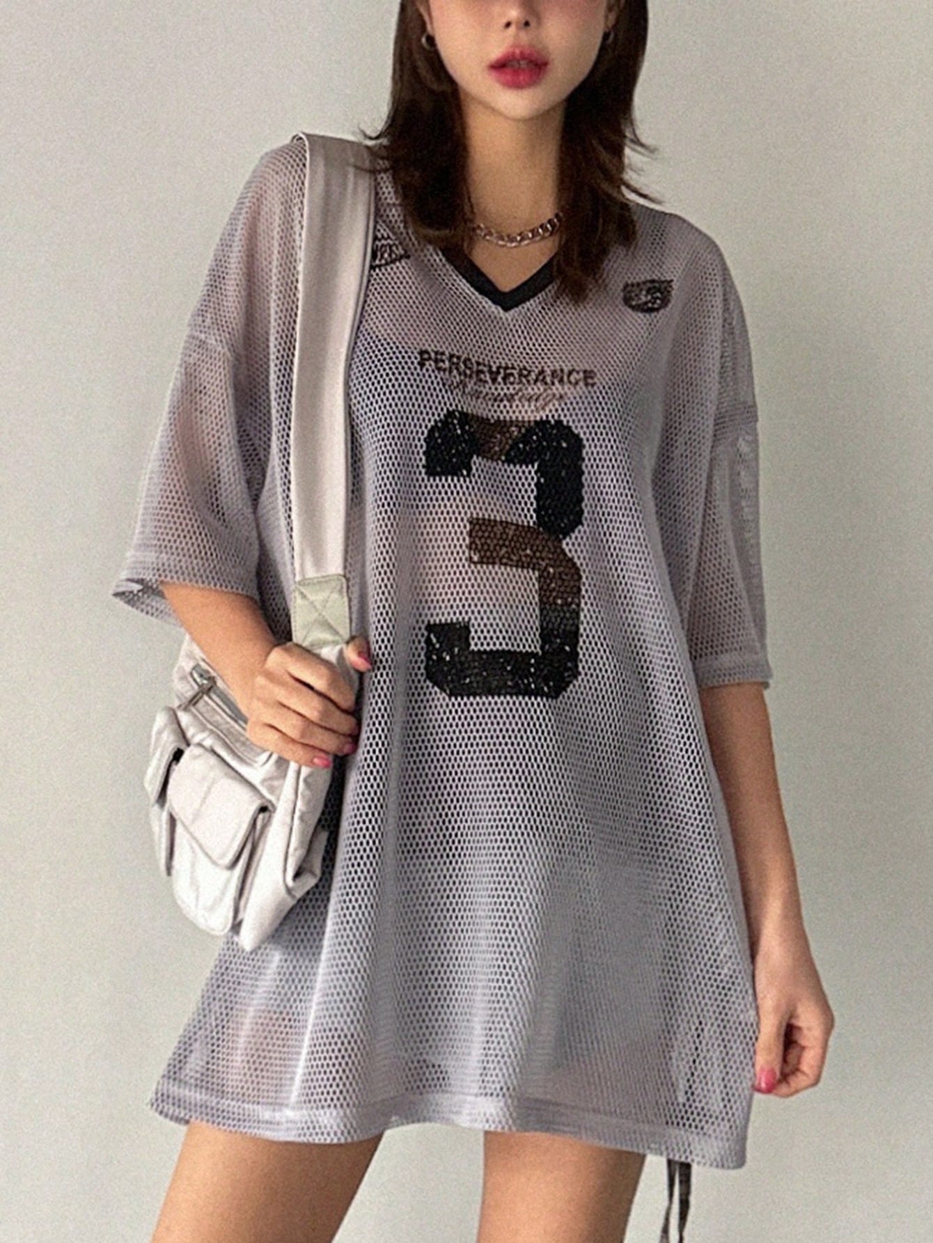 Number Print Short Sleeve Sports Jersey T-Shirt