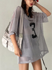 Number Print Short Sleeve Sports Jersey T-Shirt