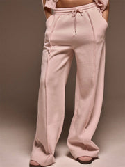 Waist Seam Detail Wide Leg Sweatpants
