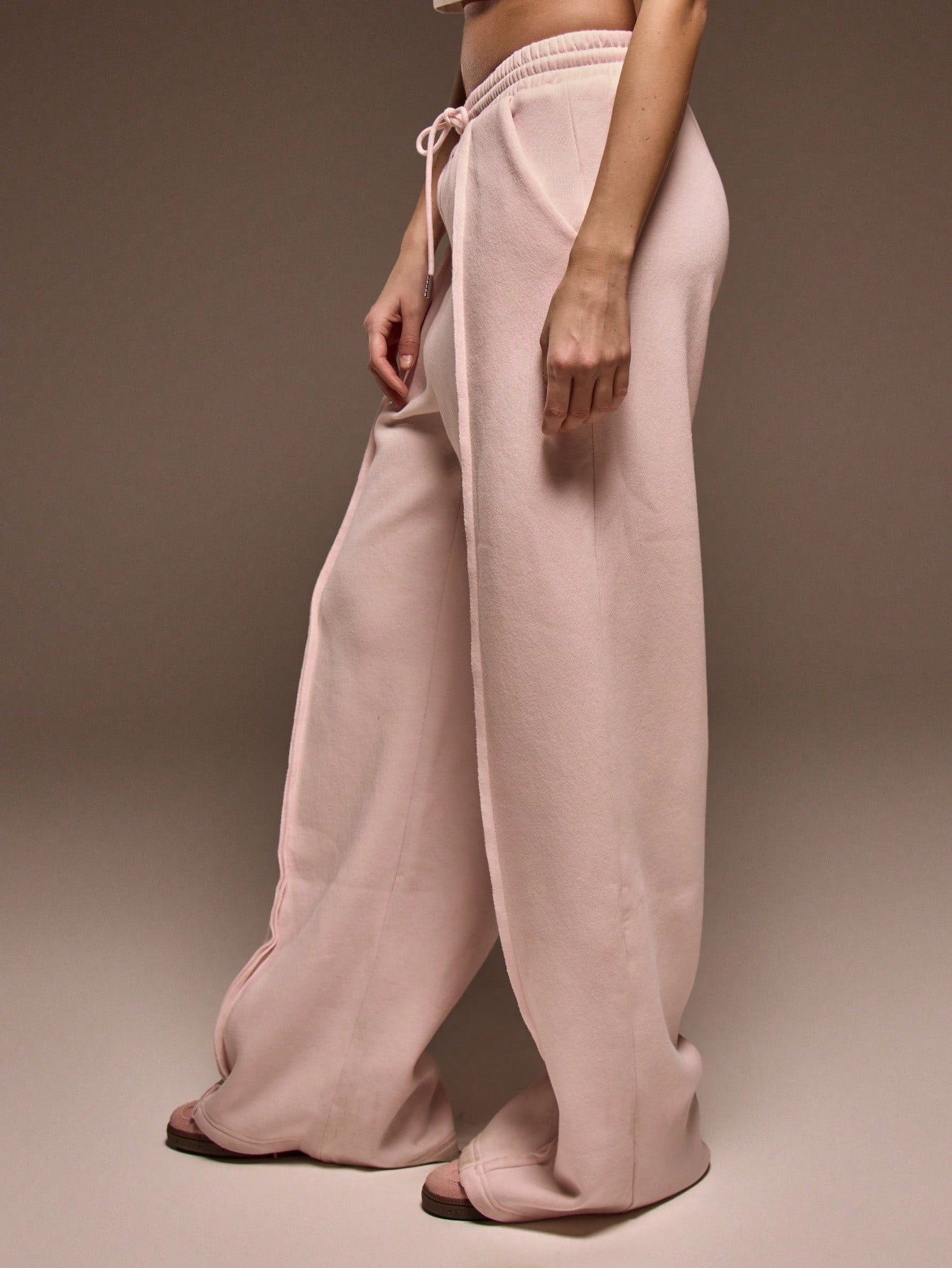 Waist Seam Detail Wide Leg Sweatpants