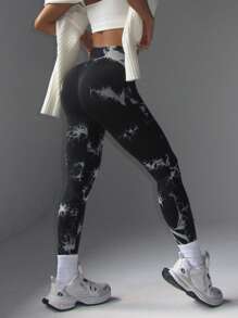 High Waist Tie Dye Skinny Seamless High Elasticity Yoga Leggings
