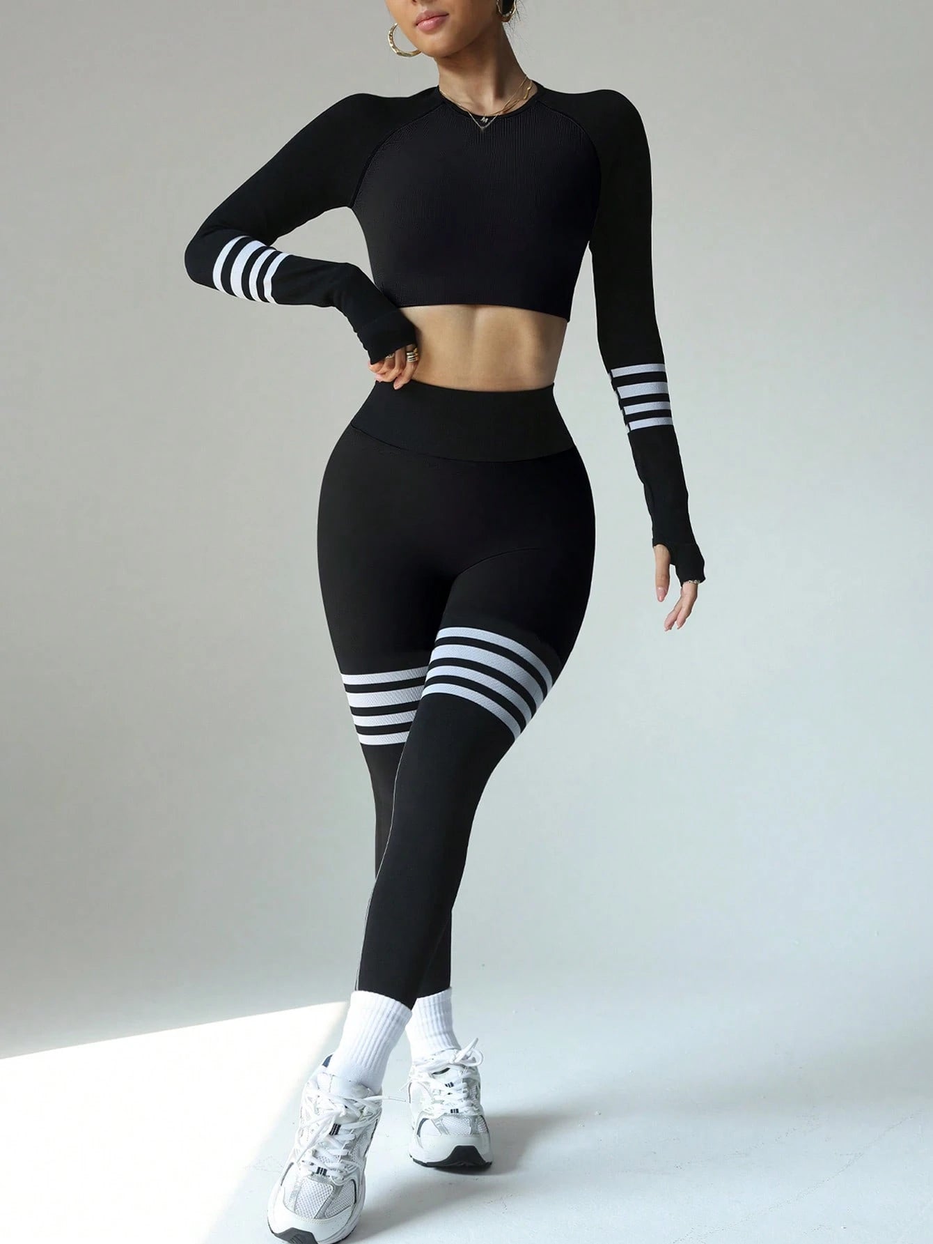 High Elasticity Long Sleeve Top And Pants Yoga Set