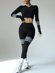 High Elasticity Long Sleeve Top And Pants Yoga Set