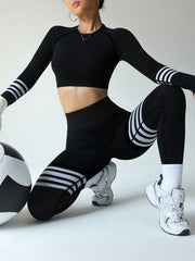 High Elasticity Long Sleeve Top And Pants Yoga Set