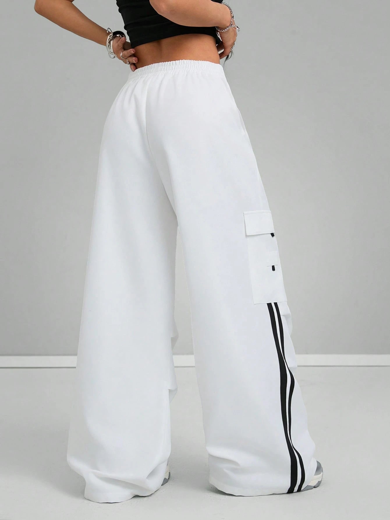 Vintage Striped White Cargo Pants