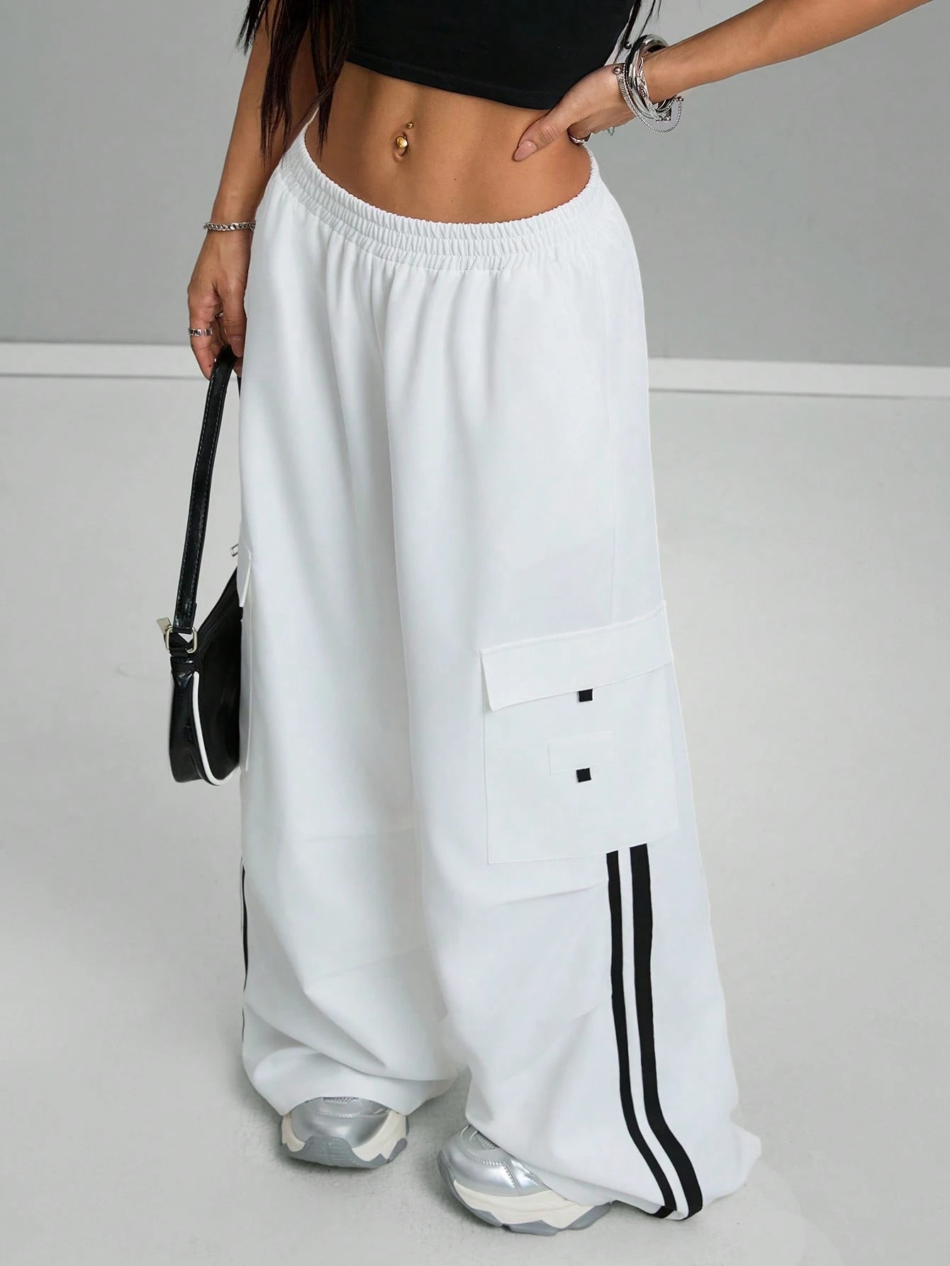 Vintage Striped White Cargo Pants