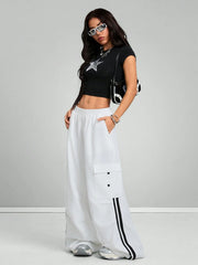 Vintage Striped White Cargo Pants