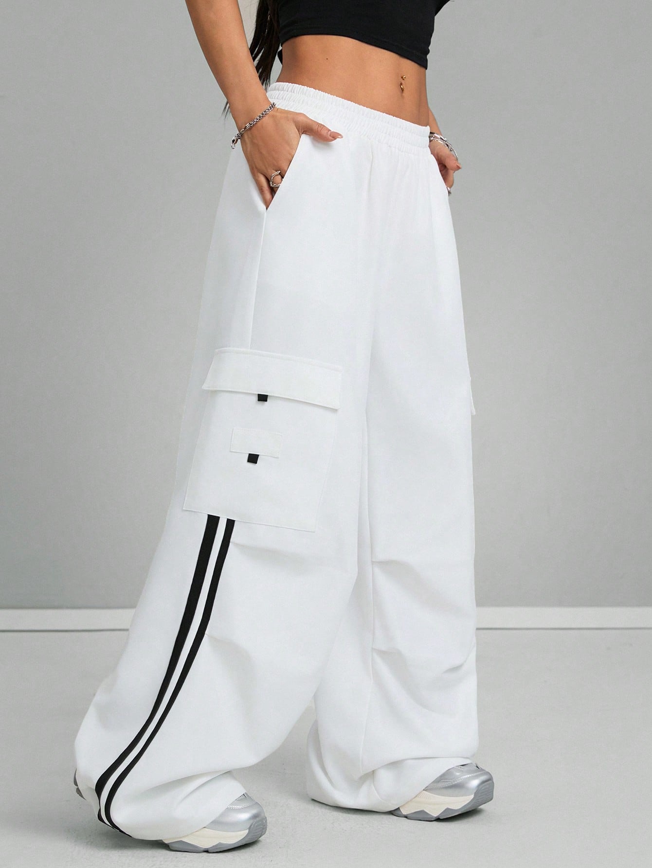 Vintage Striped White Cargo Pants