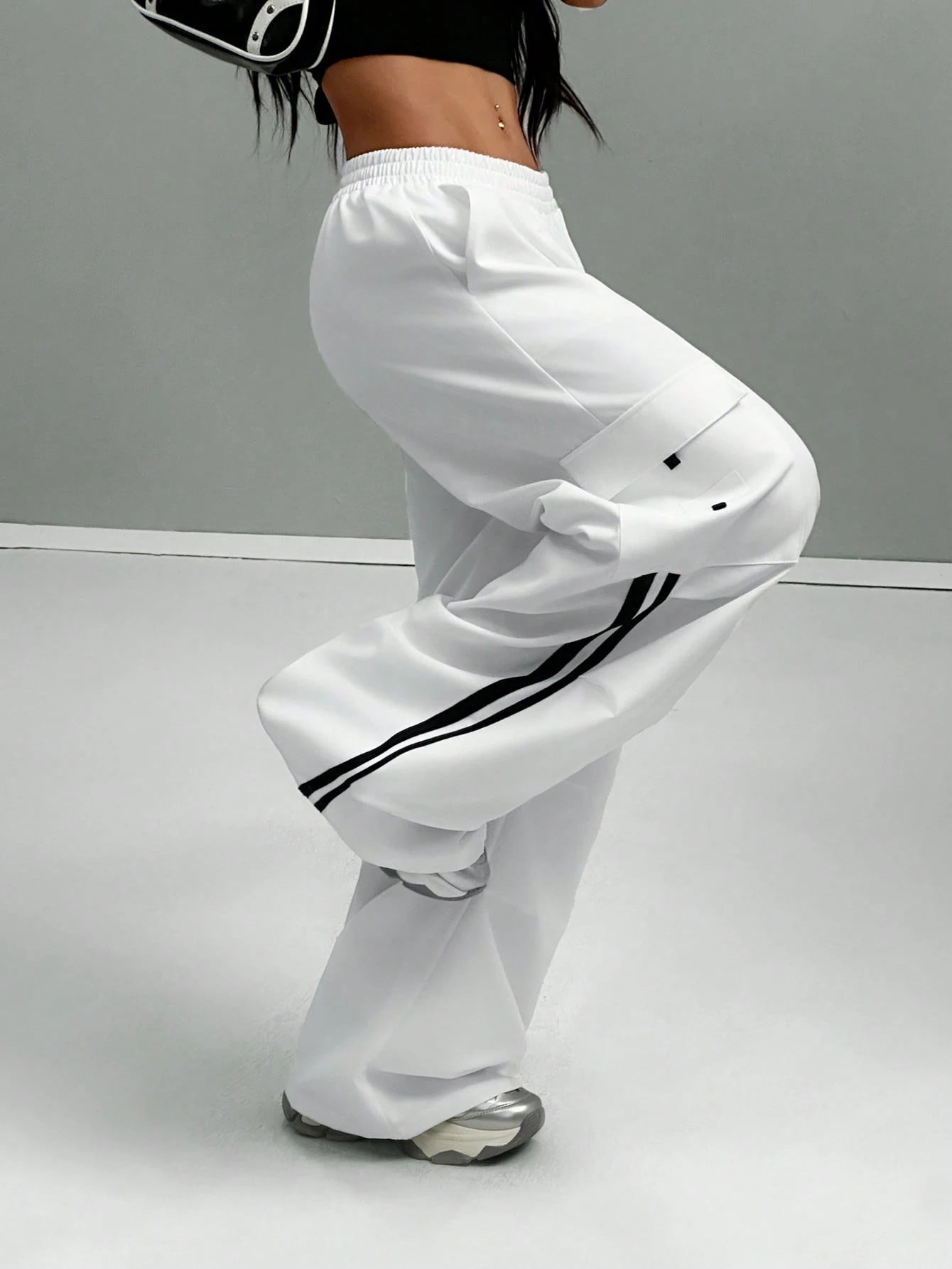 Vintage Striped White Cargo Pants