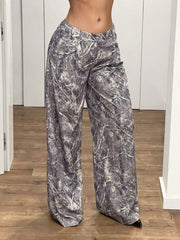 Low-Waist All-Over Tree Branch Print Wide Leg Pants