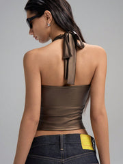 Coated Backless Halter Top