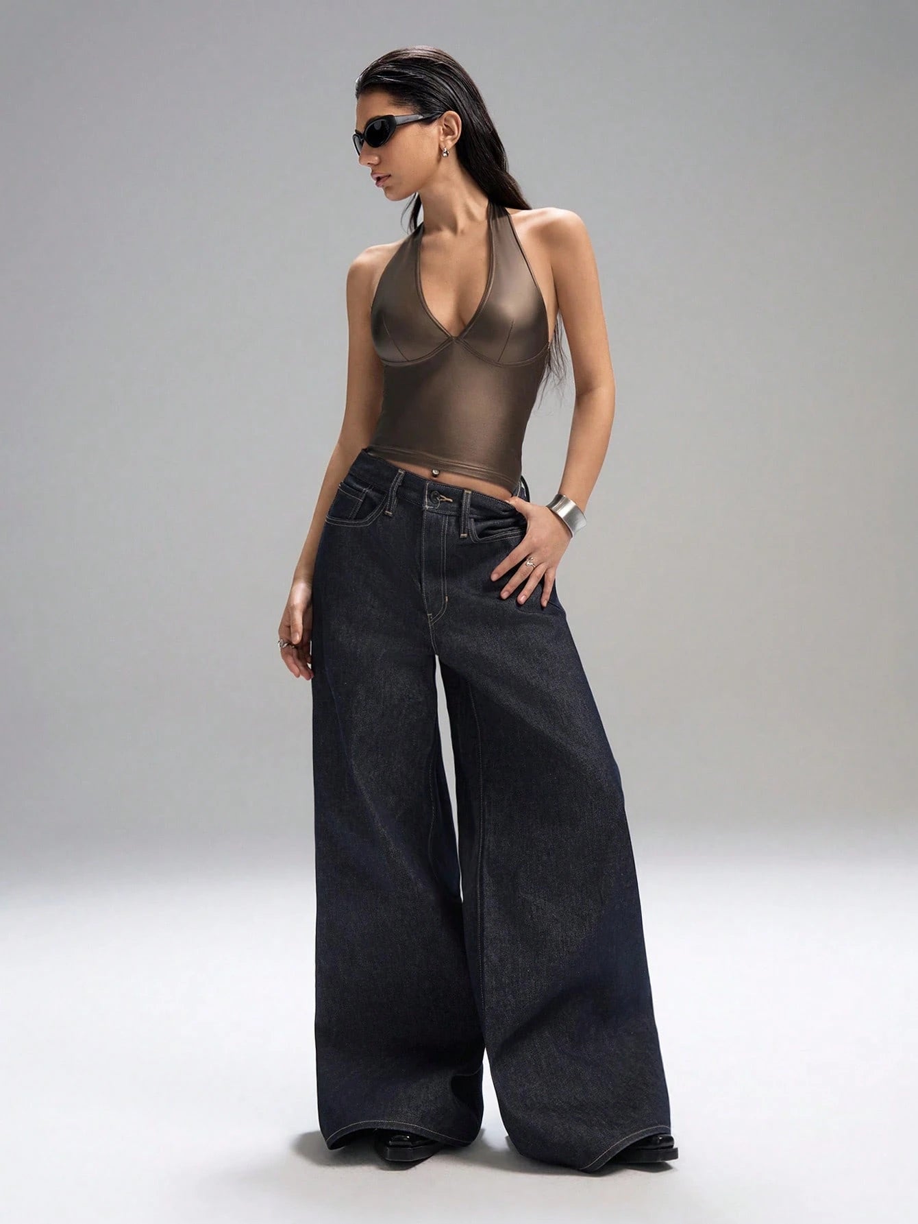 Coated Backless Halter Top