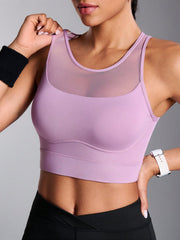 Breathable Mesh Solid Color Sports Bra