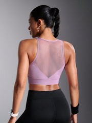 Breathable Mesh Solid Color Sports Bra