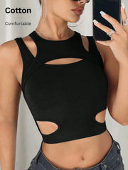Solid Cut Out Crop Tank Top