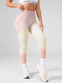 High Waist Gradient Color Elastic Fitness Leggings