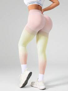 High Waist Gradient Color Elastic Fitness Leggings