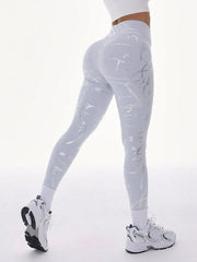 Active Foil Metallic Finish High Waisted Leggings