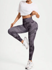Camo Print Cropped Camisole Top And Solid Cropped Leggings Activewear Set