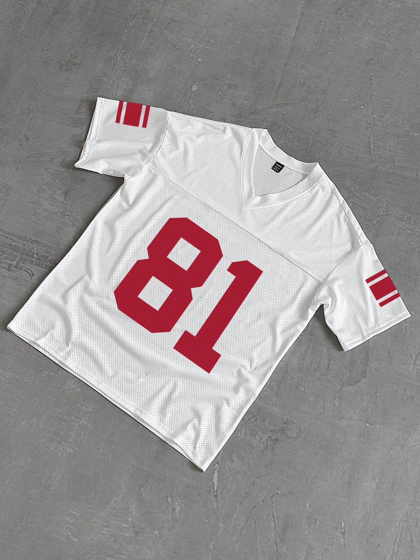 V-Neck Mesh Style T-Shirt With 81 Number Print