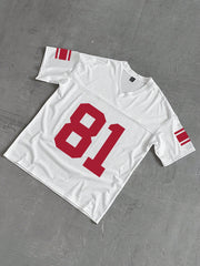V-Neck Mesh Style T-Shirt With 81 Number Print