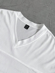 V-Neck Mesh Style T-Shirt With 81 Number Print