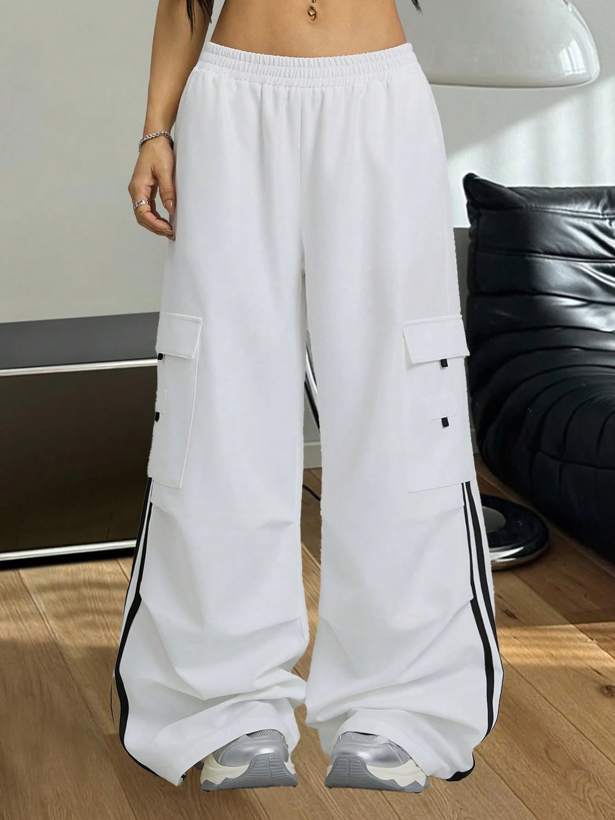 Vintage Striped White Cargo Pants