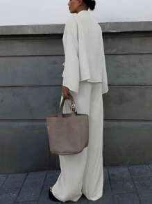 Long Sleeve Tie Front Shirt And Pant Set