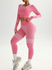 High Elasticity Long Sleeve Top And Pants Yoga Set