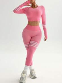 High Elasticity Long Sleeve Top And Pants Yoga Set