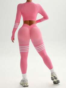 High Elasticity Long Sleeve Top And Pants Yoga Set