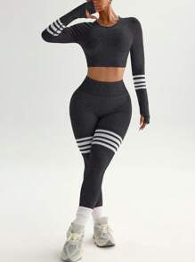 High Elasticity Long Sleeve Top And Pants Yoga Set