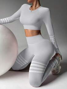 High Elasticity Long Sleeve Top And Pants Yoga Set