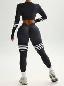 High Elasticity Long Sleeve Top And Pants Yoga Set