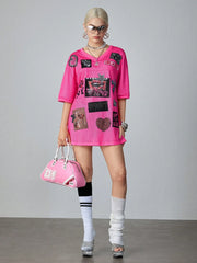 Loose Batwing Printed T-Shirt