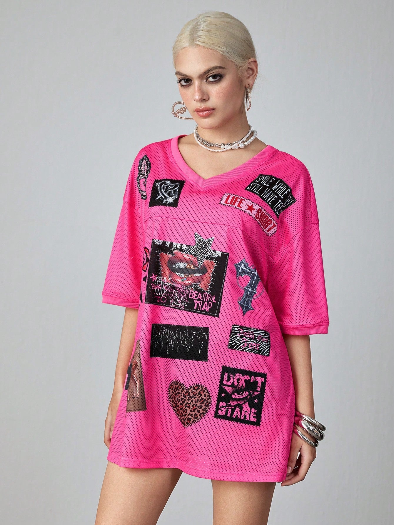 Loose Batwing Printed T-Shirt