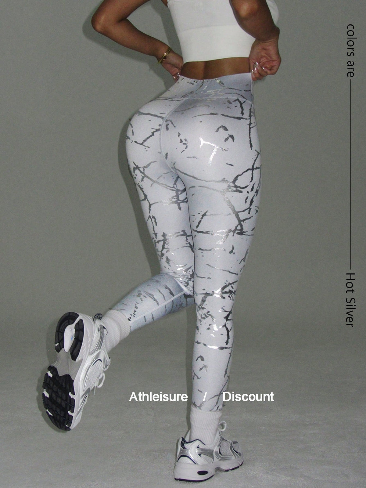 Active Foil Metallic Finish High Waisted Leggings