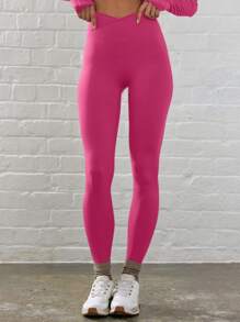 Sport Crossover Waist Fitted Contour Activewear Leggings