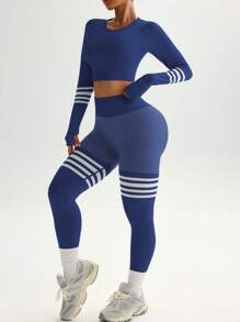 High Elasticity Long Sleeve Top And Pants Yoga Set
