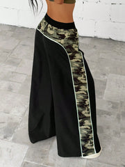 Color Block Camouflage Wide Leg Pants