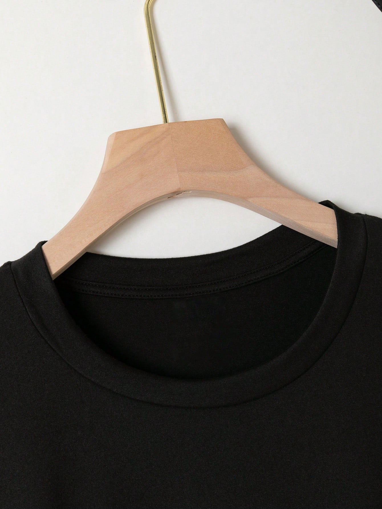 Cat Pattern Dropped Shoulder Round Neck T-Shirt