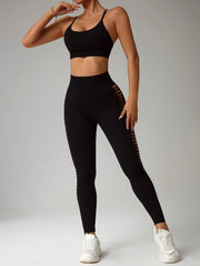 2pcs Moisture-Wicking Seamless sCriss-Cross Shoulder Straps Mesh Legging