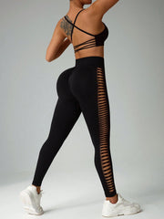 2pcs Moisture-Wicking Seamless sCriss-Cross Shoulder Straps Mesh Legging